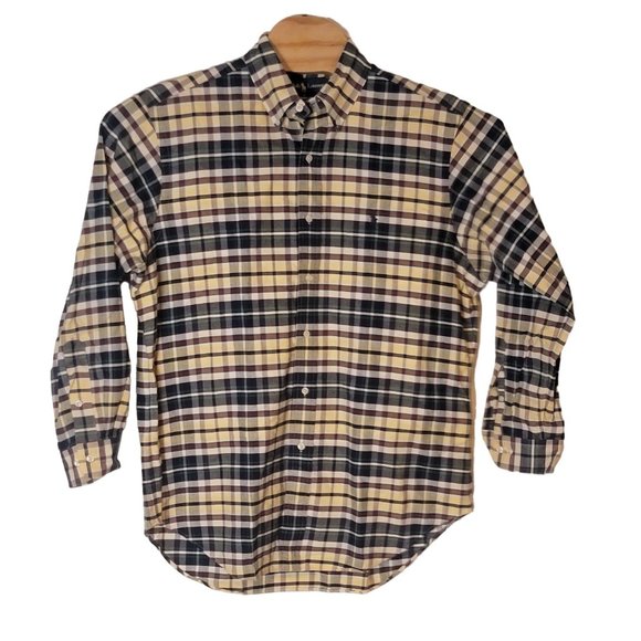 Ralph Lauren Button Down Shirt Classic Fit Long Sleeve Yellow Blue Size 16.5 - Picture 1 of 5